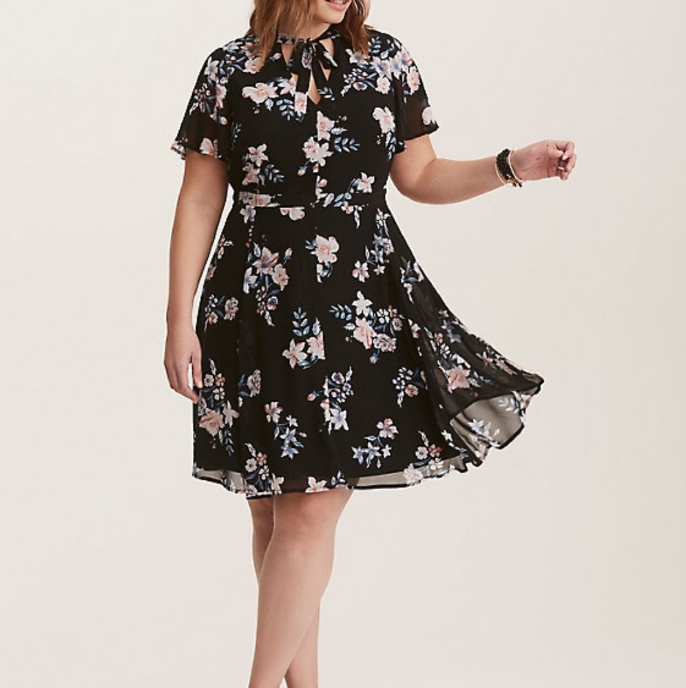 Torrid Floral Chiffon Skater Dress
